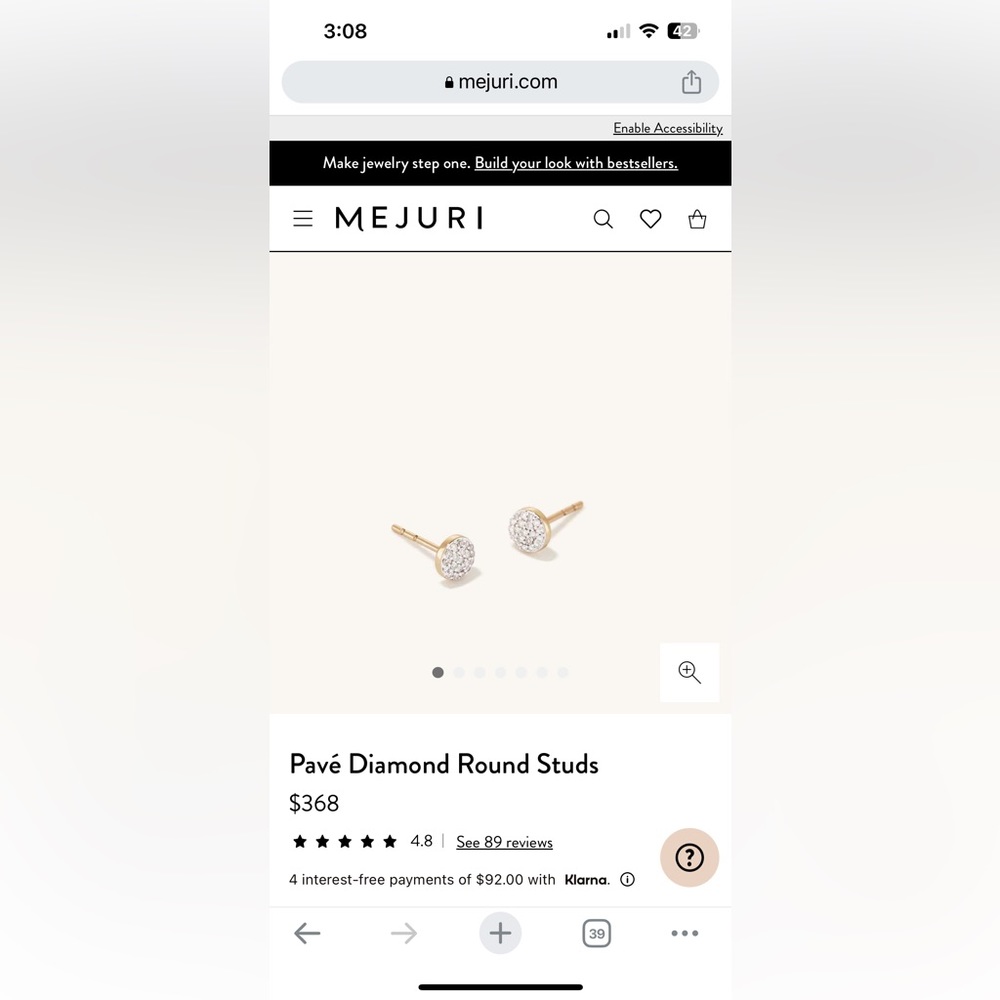 Mejuri Pave Diamond Stud Earrings